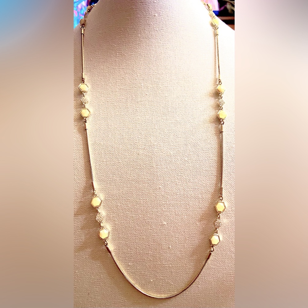 EUC ANN TAYLOR GOLD TONE WITH YELLOW AND CRYSTALS